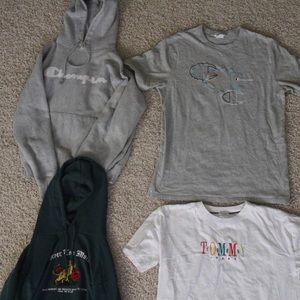 2 hoodies 2 shirts (tommy + champion + H&M)